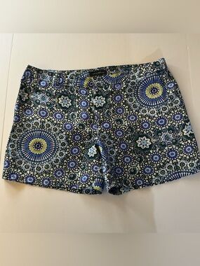 Banana Republic Shorts Womens 12 Linen Blend Medallion Mosaic Print Purple green